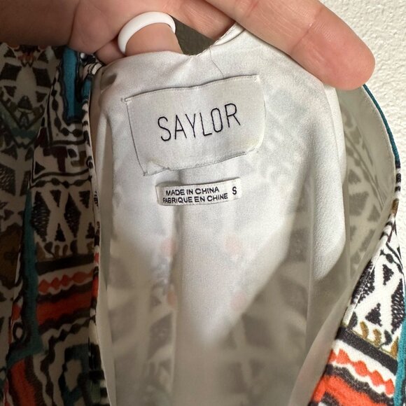 Saylor Bailey Mini Dress Size Small Aztec Print Tie Waist Mini Sleeveless Boho - Picture 6 of 10